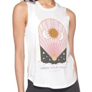 Spiritual Gangster Muscle Tank Shine Your Light Sleeveless Top White Small NWT